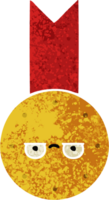 retro illustration style cartoon of a gold medal png