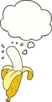 dibujos animados plátano con pensamiento burbuja png