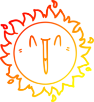 warm gradient line drawing of a happy cartoon sun png