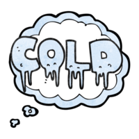 hand drawn thought bubble textured cartoon word cold png