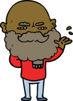 cartoon dismissive man with beard frowning png