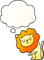 cute cartoon lion with thought bubble in smooth gradient style png