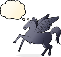 cartoon magic flying horse with thought bubble png