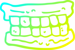 cold gradient line drawing of a cartoon false teeth png