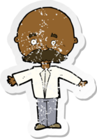 retro distressed sticker of a cartoon man with mustache png