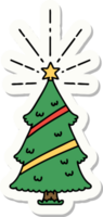 sticker of a tattoo style christmas tree with star png