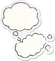 cartoon puff of smoke with thought bubble as a distressed worn sticker png