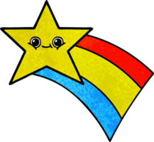 retro grunge textura dibujos animados de un disparo arco iris estrella png