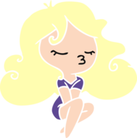 hand drawn cartoon of cute kawaii girl png