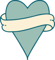 iconic tattoo style image of a heart and banner png