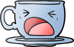 cartoon shouting tea cup png