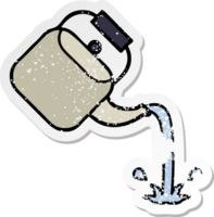 distressed sticker of a cute cartoon pouring kettle png