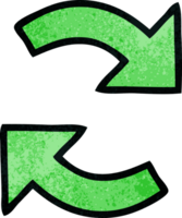 retro grunge structuur tekenfilm van een recycling pijlen png