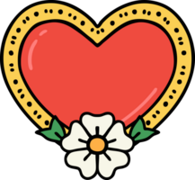 tattoo in traditional style of a heart and flower png