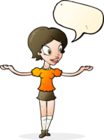 cartoon woman with arms spread wide with speech bubble png