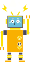 flat color retro cartoon of a malfunctioning robot png