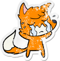 autocollant en détresse d'un dessin animé de renard qui pleure png