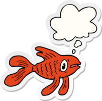 cartoon fish with thought bubble as a printed sticker png