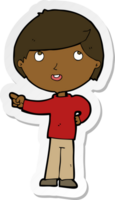 sticker of a cartoon boy pointing png