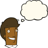 cartoon happy man with thought bubble png