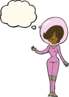 cartoon space woman with thought bubble png