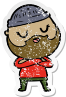 distressed sticker of a cartoon man with beard png