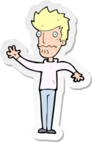 sticker of a cartoon worried man reaching out png