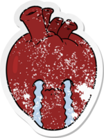 distressed sticker of a cartoon heart png