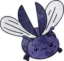 hand drawn quirky cartoon flying beetle png