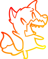warm helling lijn tekening van een lachend vos tekenfilm png