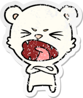 distressed sticker of a angry cartoon polar bear png