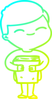 cold gradient line drawing of a cartoon smiling boy png