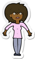 sticker of a cartoon woman shrugging shoulders png