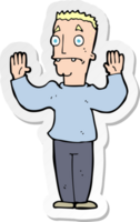 sticker of a cartoon man surrendering png