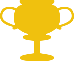 flat color retro cartoon of a gold trophy png