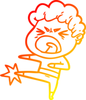 warm gradient line drawing of a cartoon furious man png