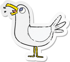 distressed sticker of a cartoon seagull png