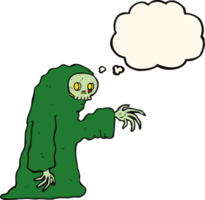 cartoon spooky halloween costume with thought bubble png