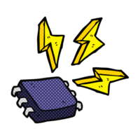 hand drawn comic book style cartoon computer chip png