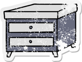 hand drawn distressed sticker cartoon doodle of a bedside table png