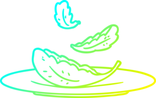 cold gradient line drawing of a cartoon salad leaves png