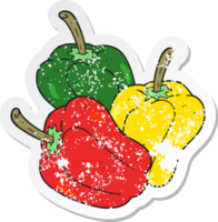 retro distressed sticker of a cartoon peppers png