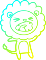 cold gradient line drawing of a cartoon lion png