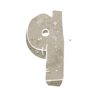 hand retro cartoon stone number nine png