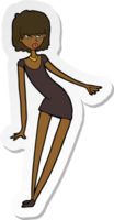 sticker van een tekenfilmvrouw in jurk die leunt png