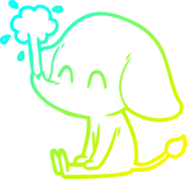 du froid pente ligne dessin de une mignonne dessin animé l'éléphant jaillissant l'eau png