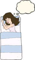 cartoon sleeping woman with thought bubble png