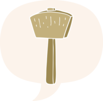 cartoon mallet with speech bubble in retro style png