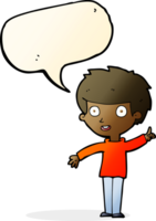 cartoon boy with idea with speech bubble png