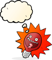 cartoon red lightbulb with thought bubble png